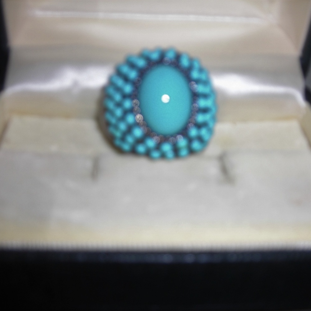 Ring,turquoise effect, stretchy ring,NO BOX